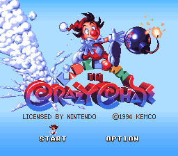 Kid Klown in Crazy Chase (USA) Title Screen